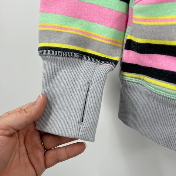 Ivivva Lululemon Striped Heavy Jacket Zippered Hooded Thumb Holes Girls 14 READ - Picture 6 of 9